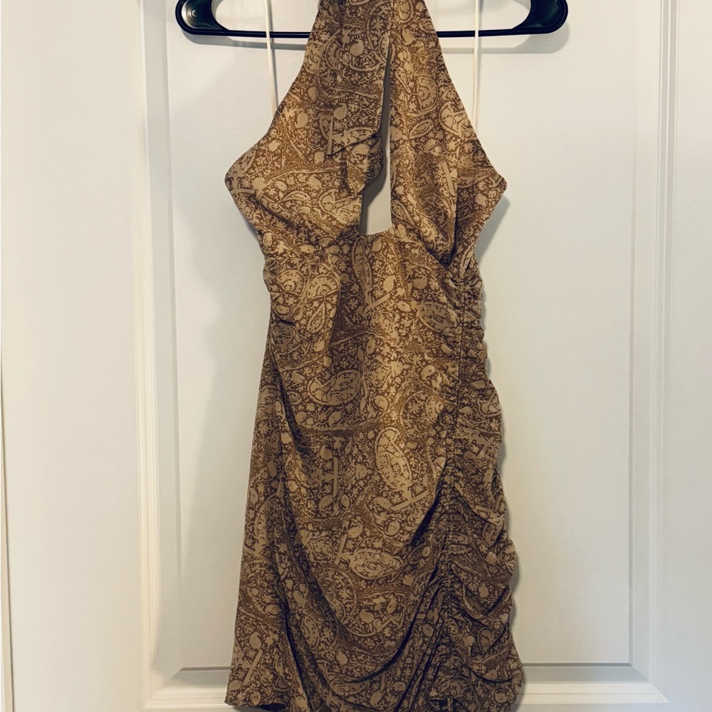 Grace Brown Paisley Backless Dress